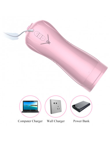 Masturbator-Vibrating and Flashing Masturbation Cup USB 7+7 Function / Talk Mode