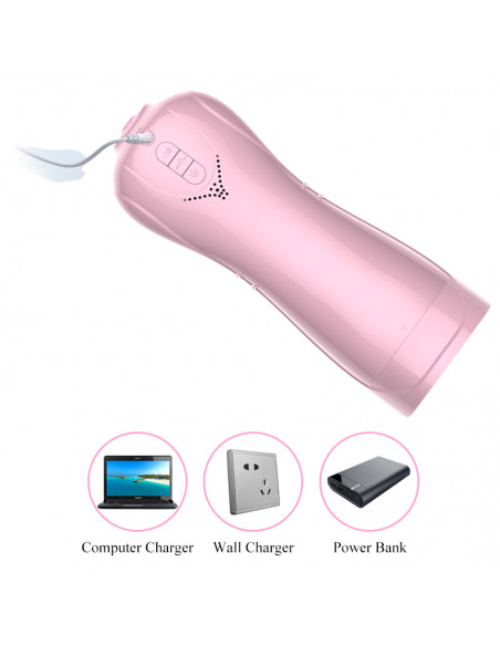 Masturbator-Vibrating and Flashing Masturbation Cup USB 7+7 Function / Talk Mode