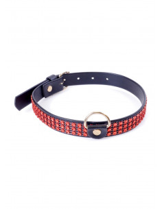 Fetish Boss Series Collar with crystals 2 cm Red Line