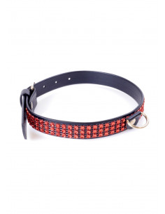 Fetish Boss Series Collar with crystals 2 cm Red Line 2