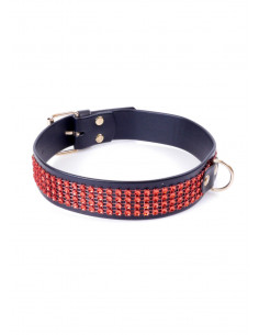 Fetish Boss Series Collar with crystals 3 cm Red Line 2
