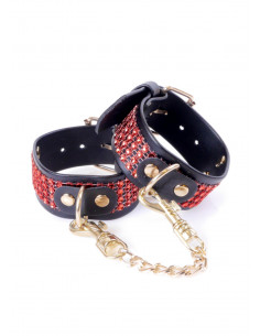 Fetish Boss Series Handcuffs with cristals 3 cm Red Line