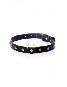 Fetish Boss Series Collar - 2 cm turquoise crystal