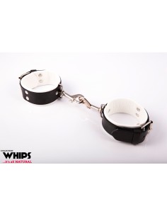 Kajdanki - Kajdanki męskie, z karabińczykami, białe