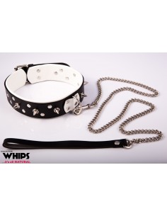 Wiązania - Obroża męska ze smyczą, biała