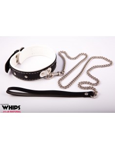 Wiązania - Obroża damska ze smyczą, biała