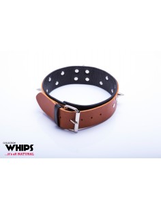 Wiązania-WHIPS obroża męska ze smyczą, koniakowa