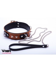 Wiązania-WHIPS obroża niewolnika ze smyczą, koniakowa