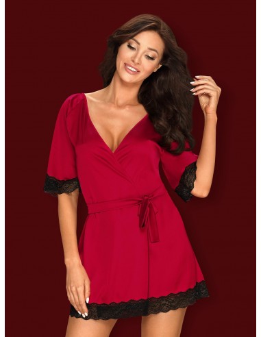 Bielizna-Sensuelia szlafrok czerwony L/XL