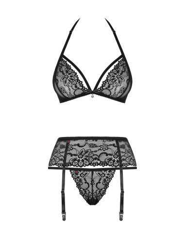 Bielizna-838-SEG-1 komplet 3-częściowy czarny  S/M