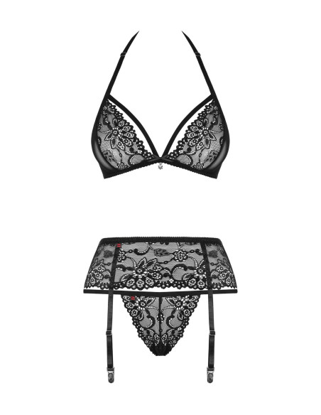 Bielizna-838-SEG-1 komplet 3-częściowy czarny  S/M