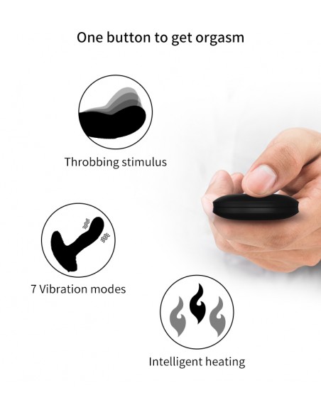 Wibrator-Silicone Massager USB 7 Function + Pulsator / Heating BLACK