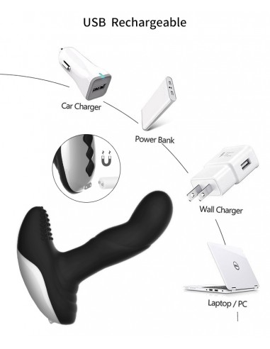 Wibrator-Silicone Massager USB 7 Function + Pulsator / Heating BLACK