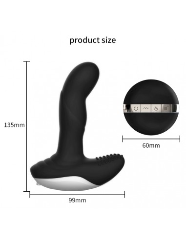 Wibrator-Silicone Massager USB 7 Function + Pulsator / Heating BLACK