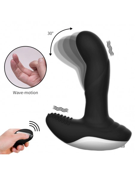 Wibrator-Silicone Massager USB 7 Function + Pulsator / Heating BLACK