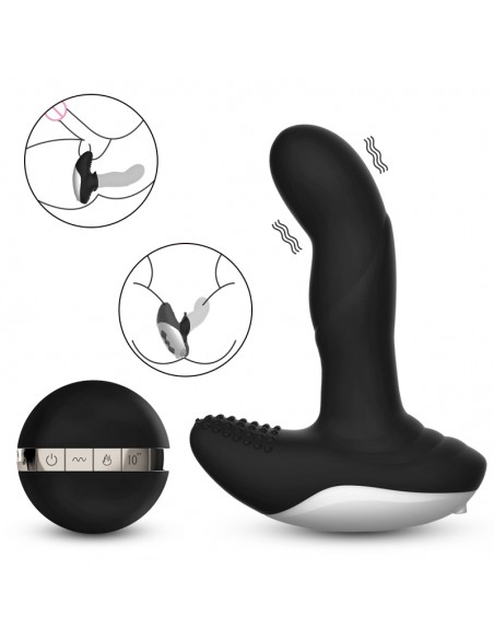 Wibrator-Silicone Massager USB 7 Function + Pulsator / Heating BLACK