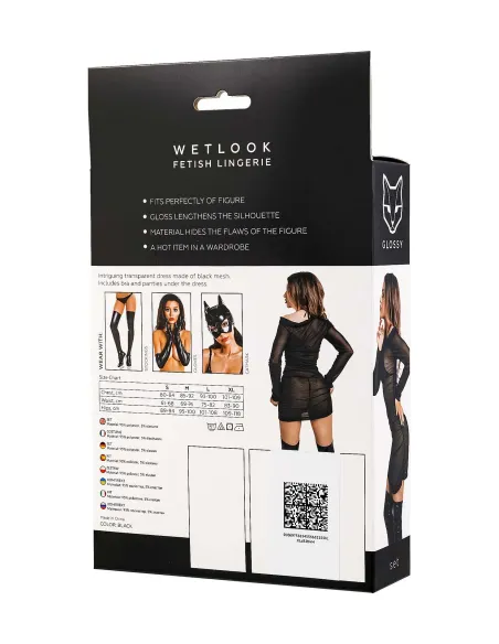 Glossy Sheril, set, wetlook, black, M