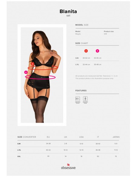 Blanita komplet 3-częściowy czarny L/XL