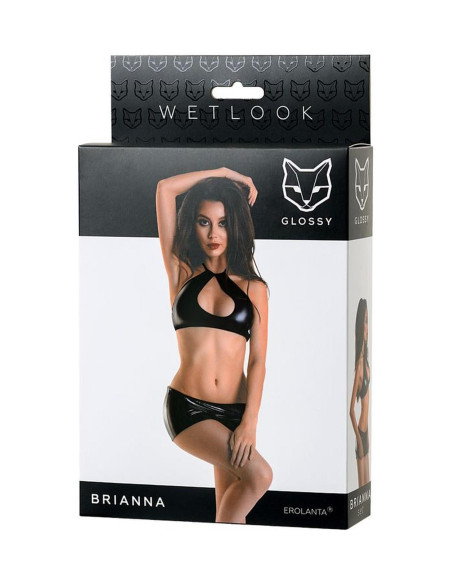 Wetlook shiny set BRIANNA - black M