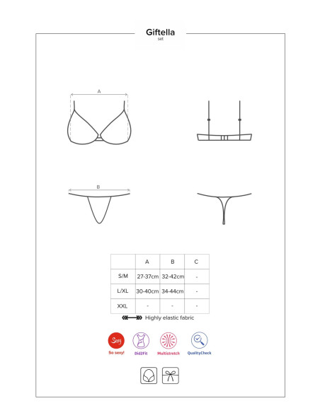 Bielizna-Giftella komplet 2-częściowy czerwony  S/M