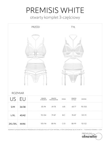 Premisis White otwarty komplet 3-częściowy   S/M