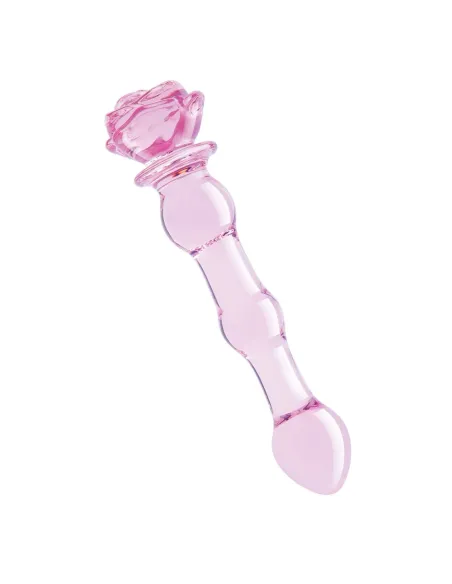 GLAZE GLASS ROSEBUD BEADED DILDO