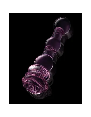 GLAZE GLASS ROSEBUD BEADED DILDO