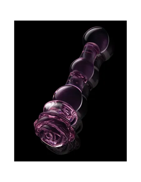 GLAZE GLASS ROSEBUD BEADED DILDO