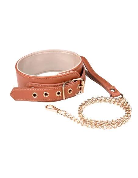 BLAZE ELITE COLLAR AND CHAIN COGNAC VEGAN LEATHER