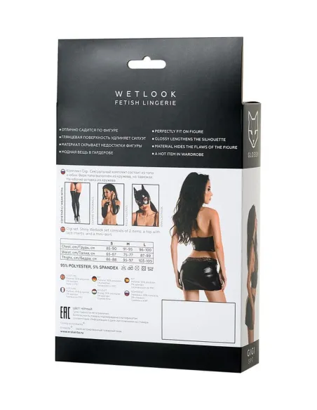 Wetlook shiny set GIGI - black S