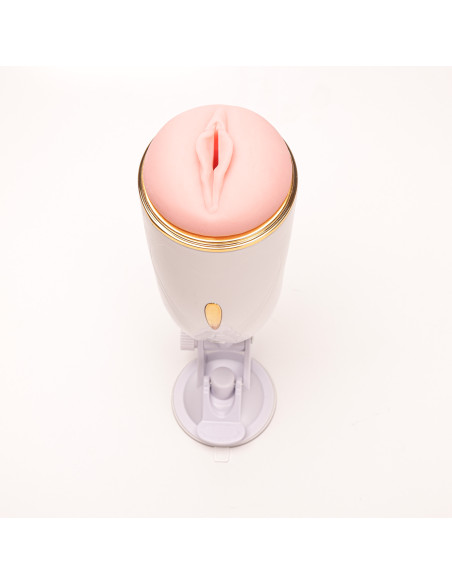 Velvet Touch masturbator z wibracją wagina  cyberskóra ładowany usb biały