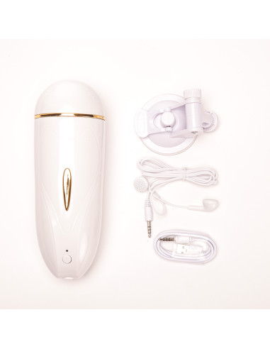 Velvet Touch masturbator z wibracją wagina  cyberskóra ładowany usb biały