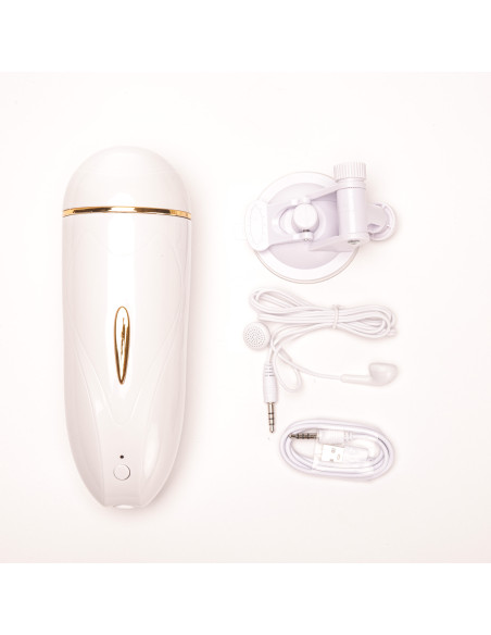 Velvet Touch masturbator z wibracją wagina  cyberskóra ładowany usb biały