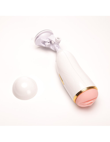 Velvet Touch masturbator z wibracją wagina  cyberskóra ładowany usb biały