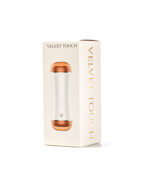 Velvet Touch masturbator z wibracją dwustronny wagina anus  cyberskóra ładowany usb biały
