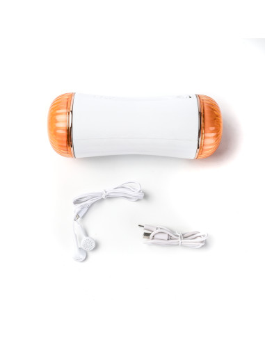 Velvet Touch masturbator z wibracją dwustronny wagina anus  cyberskóra ładowany usb biały