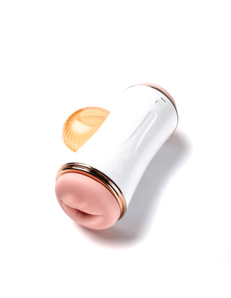 Velvet Touch masturbator z wibracją dwustronny wagina anus  cyberskóra ładowany usb biały