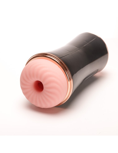 Velvet Touch masturbator z wibracją dwustronny wagina anus  cyberskóra ładowany usb czarny
