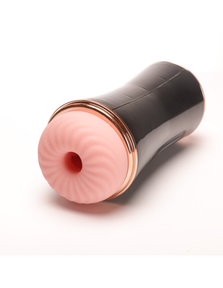Velvet Touch masturbator z wibracją dwustronny wagina anus  cyberskóra ładowany usb czarny