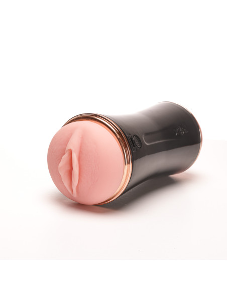 Velvet Touch masturbator z wibracją dwustronny wagina anus  cyberskóra ładowany usb czarny