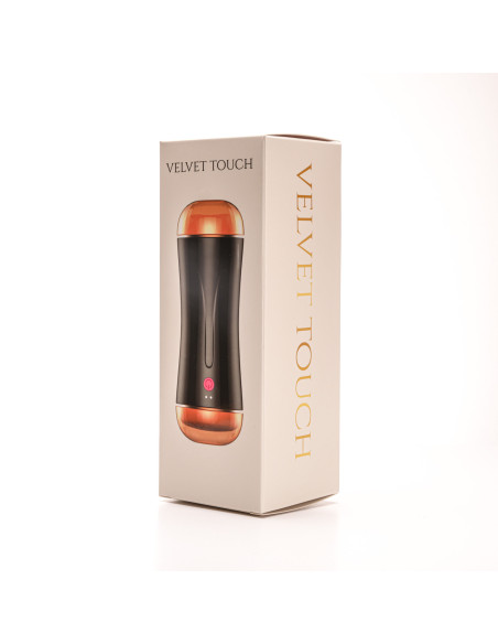 Velvet Touch masturbator z wibracją dwustronny wagina anus  cyberskóra ładowany usb czarny