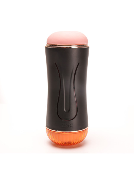 Velvet Touch masturbator z wibracją dwustronny wagina anus  cyberskóra ładowany usb czarny