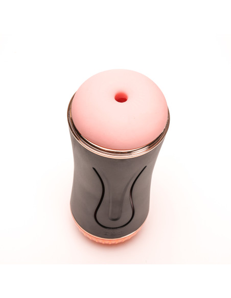 Velvet Touch masturbator z wibracją dwustronny wagina anus  cyberskóra ładowany usb czarny