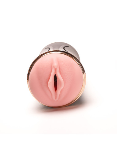 Velvet Touch masturbator z wibracją dwustronny wagina anus  cyberskóra ładowany usb czarny