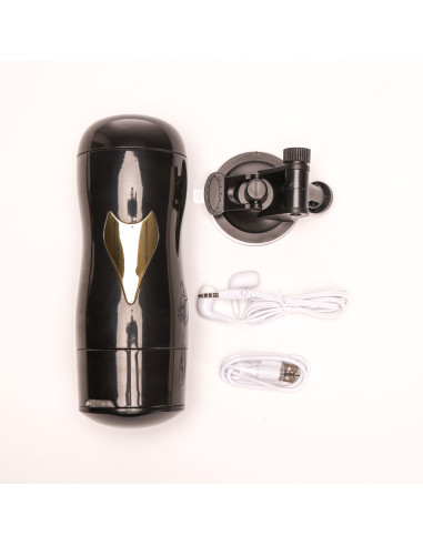 Velvet Touch masturbator z wibracją wagina cyberskóra ładowany usb czarny