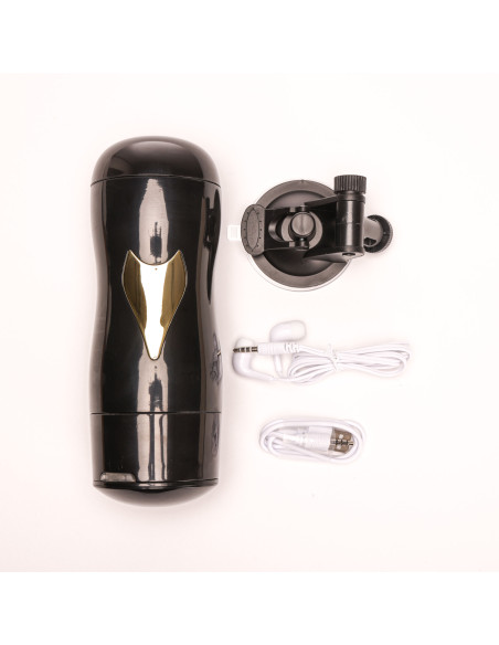 Velvet Touch masturbator z wibracją wagina cyberskóra ładowany usb czarny
