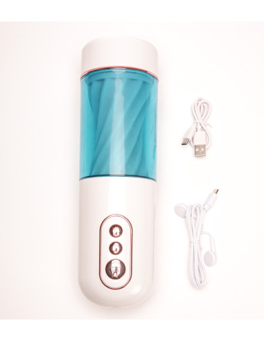 Velvet Touch masturbator z wibracją ssaniem cyberskóra ładowany usb biały