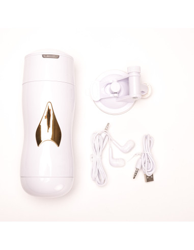 Velvet Touch masturbator z wibracją wagina cyberskóra ładowany usb biały