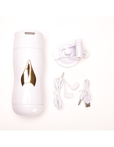 Velvet Touch masturbator z wibracją wagina cyberskóra ładowany usb biały