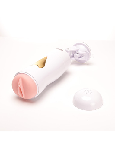 Velvet Touch masturbator z wibracją wagina cyberskóra ładowany usb biały